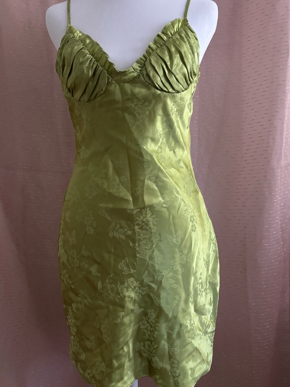 La Hearts Lime Green Satin Mini Dress